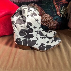 Faux Cow Print Western Booties